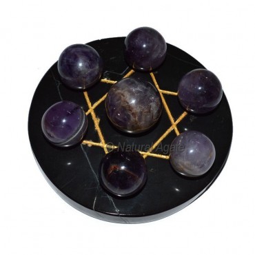 7 Amethyst Ball with Black Gold David Star Base