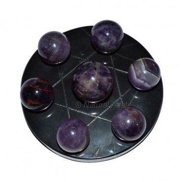 7 Amethyst Ball with Black David Star Base