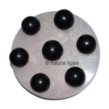 7 Black Agate Ball with Rose David Star Base