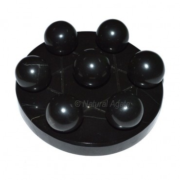 7 Black Agate Ball with Black David Star Base