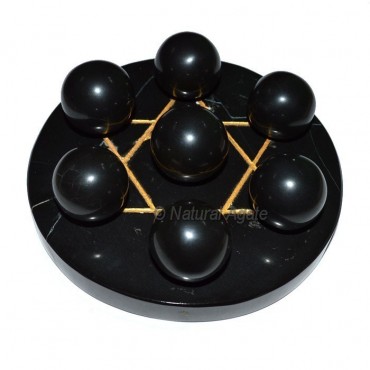 7 Black Agate Ball with BlackGold David Star Base