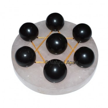 7 Black Agate Ball with Rose Gold David Star Base