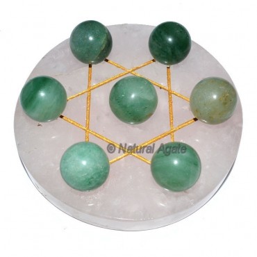 7 Green Aventurine Ball with  Rose Gold David Star