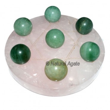 7 Green Aventurine Ball with  Rose David Star Base