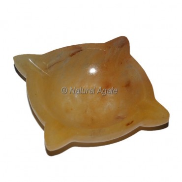 Dark Golden Quartz Carved Gemstone Bowl