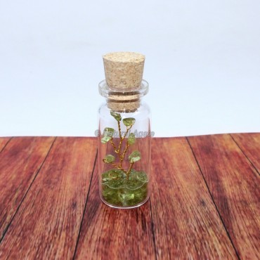Peridot Gemstone Bottle with Tree Beads