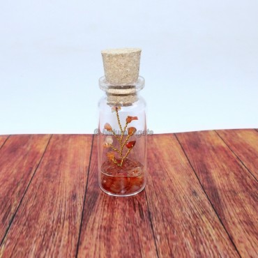 Carnelian Gemstone Bottle with Tree Beads