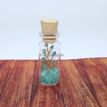 Aquamarine Gemstone Bottle with Tree Beads