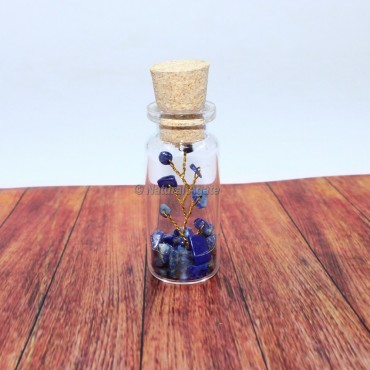 Lapiz Lazuli Gemstone Bottle with Tree Beads