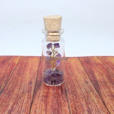 Amethyst Gemstone Bottle with Tree Beads