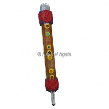 Dark Golden Quartz Chakra Tibetan Stick