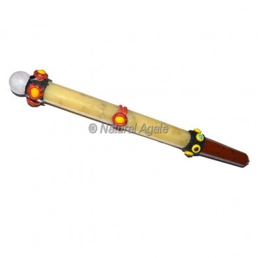 Golden Quartz And Red Jasper Tibetan Stick