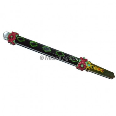 Black Agate Seven Chakra Tibetan Stick