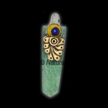 Green Jade Tibetan flate Pencil Pendants