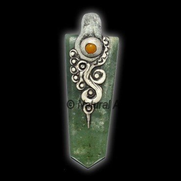 Green Aventurine flat Pencil Tibatan Pendants