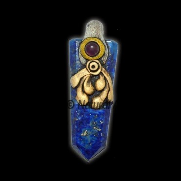 Lapis Flat Pencil Tibetan Pendant