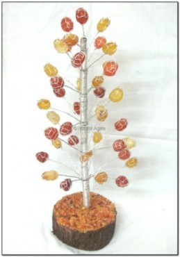 Yellow Agate-Red Carnailan Tumbled Gemstone Tree
