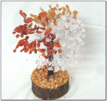 Crystal, Yellow Agate, Carnelian Gemstone Tree 