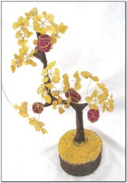Yellow Agate - Ruby Tumbled Gemstone Tree