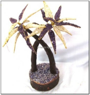 Crystal Quartz With Amethyst Gemstone Palm Tree