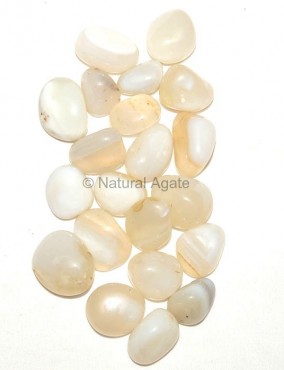 White Agate Banded Tumbled Stone