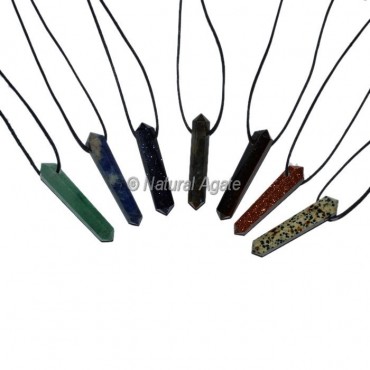 Multi Gemstone Vogel Pendants With Leather Cord