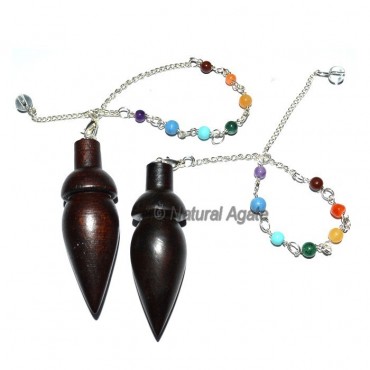 Rose Wood Carved Chakra Pendulums