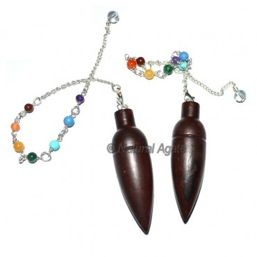 Rose Wood Bullet Carved Chakra Pendulums