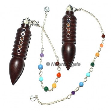 Rose Wood Isis Chakra cabs with Chakra Chain Pendu