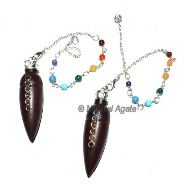 Rose Wood Bullet Cut Chakra Cabs with Chakra Chain