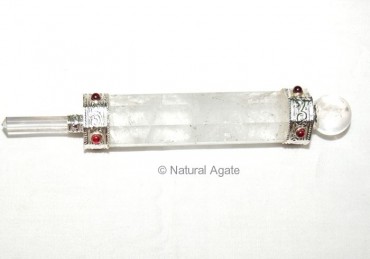 Crystal Quartz Plane Wands with Garnet