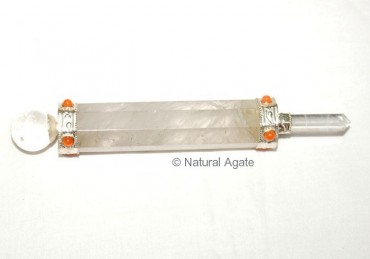 Crystal Quartz Plane Wands with carnellian