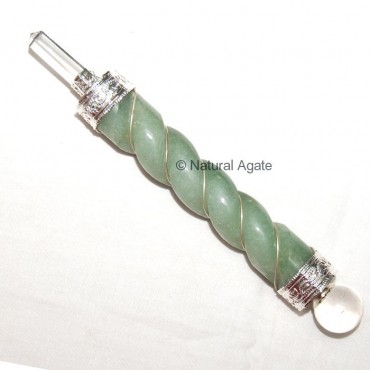 Green Aventurine Carved Wands with Metal