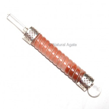 Peach Aventurine Carved Wands with Metal Work