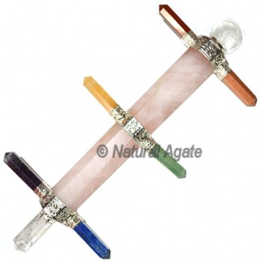 Rose Quartz Wands with 7 chakra Pencil Point