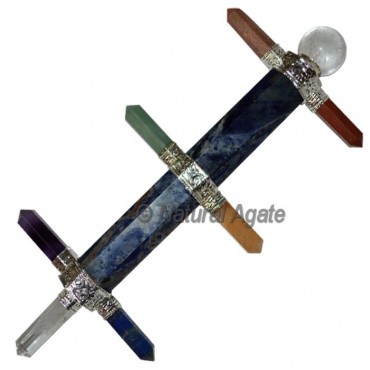 Sodalite Wands with 7 chakra Pencil Point