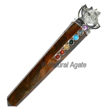 Tiger Eye Chakra Wands with Merkaba Star