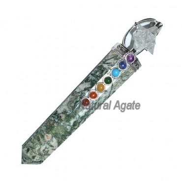 Tree Agate Chakra Wands With Merkaba Star