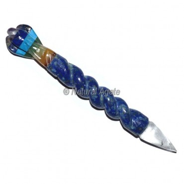 Lapis Lazuli With Bonded Seven Chakra Angel Wand