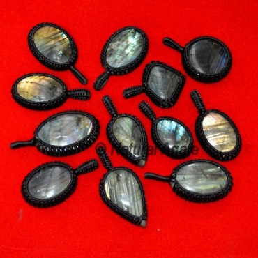 Labrodrite Mix Cab Wrap Oval Pendants