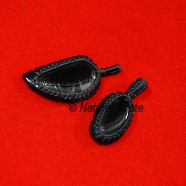 Black Agate Wrap Cabs Pendants