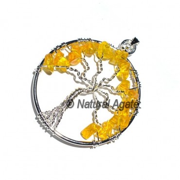 Flower of Life Citrine Tree Pendants