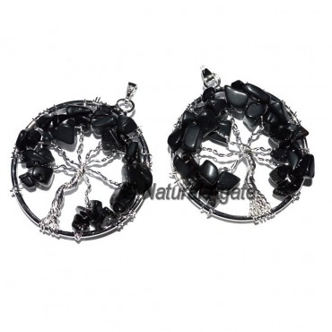 Black Flower of Life Tree Pendants