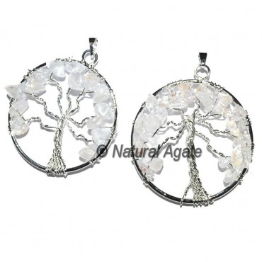 Crystal Quartz Flower of life Tree Pendants