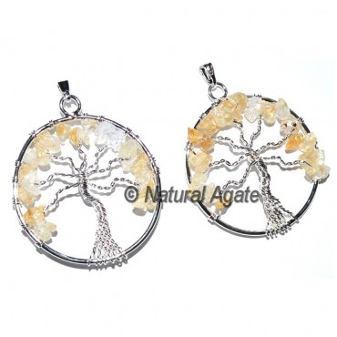 Citrine Quartz Flower of life Tree Pendants