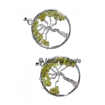 Peridot Flower of life Tree Pendants