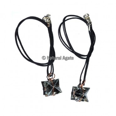 Black Tourmaline Orgone Merkaba Wrap Pendants