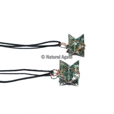 Green Jade Orgone Merkaba Wrap Pendants