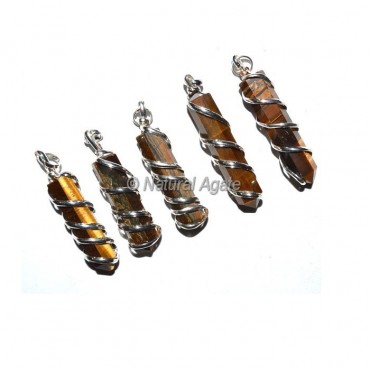 Tiger Eye Pencil Wrap Pendants