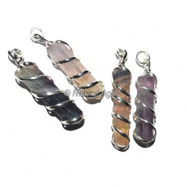 Multi Flourite Pencil Wrap Pendants